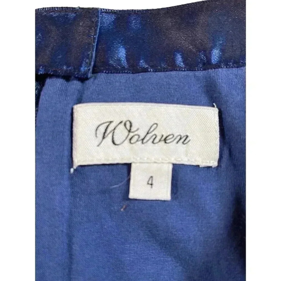 Anthropologie 🌸 Wolven Sequin Sugared Fleur Skirt Blue Red Size 4 - Picture 3 of 8